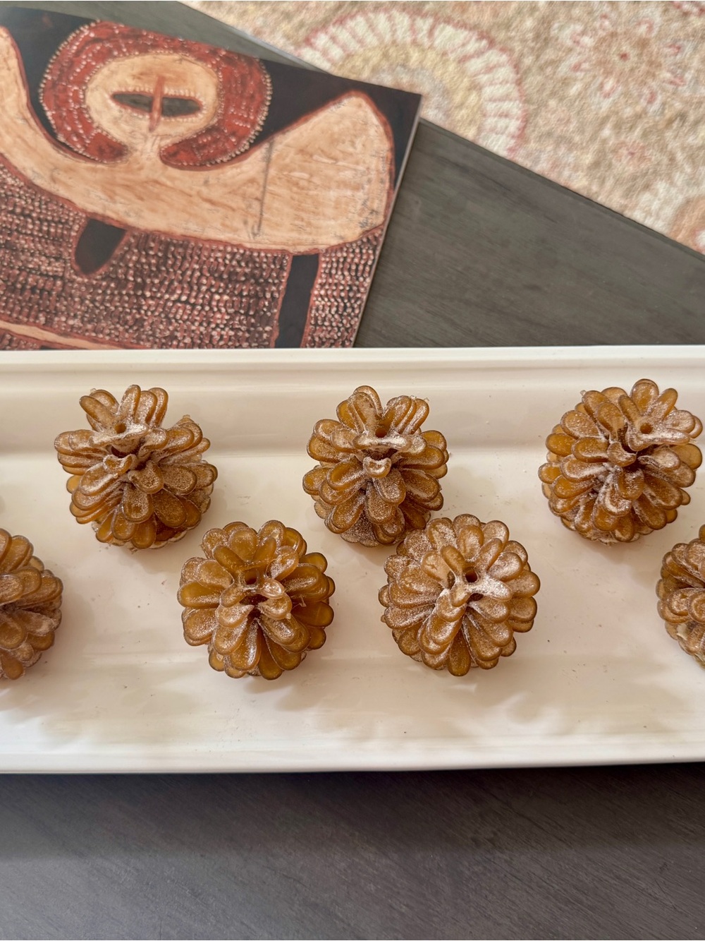 Set of 9 Decorative Pinecone Shaped Covers for a small light string- Amber